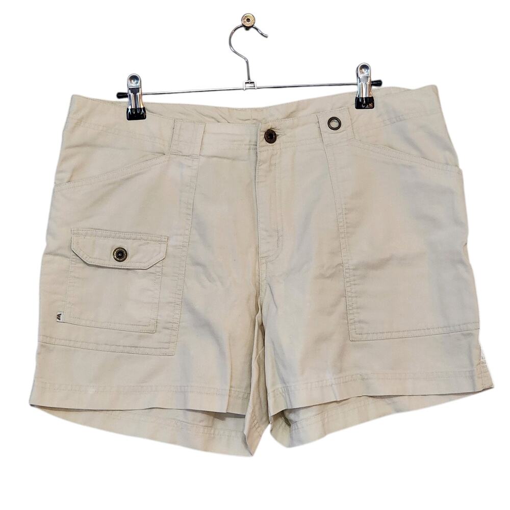 White Sierra Womens Cargo Chino Shorts Size 16 Off White Midi Snap Flap Pockets